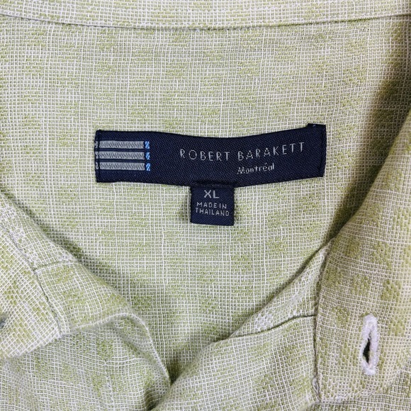 Robert Barakett Mens Shirt Size XL Linen Blend Chartreuse Casual Vacation - Picture 4 of 9